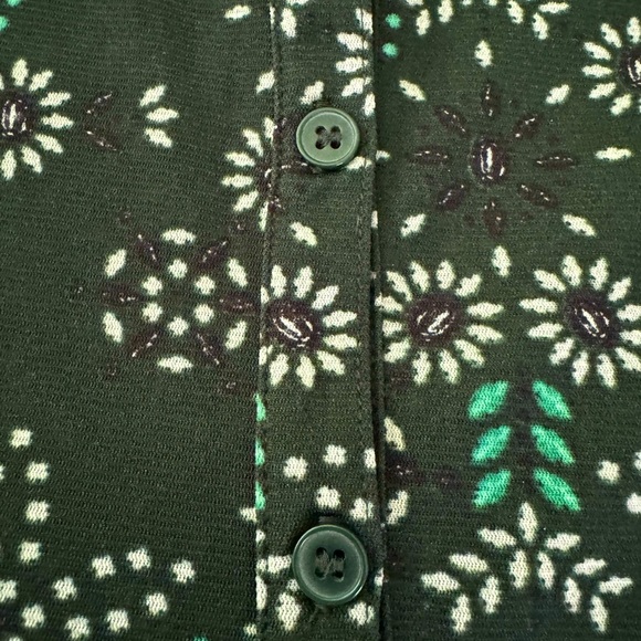 NWOT Macys Style & Co. Small Green Floral Button front tiered mesh peplum hem - Picture 6 of 11